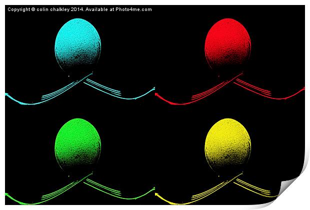  Pop Art Image of Eggs on Forks Print by colin chalkley