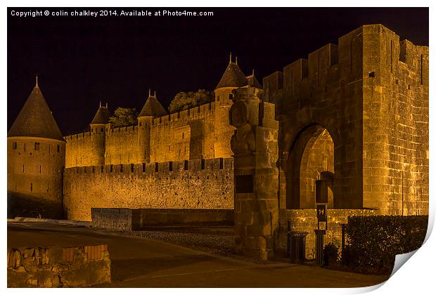 Narbonnaise Gate Carcassonne  Print by colin chalkley