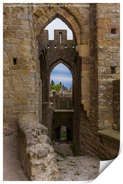  A View Through an Arch at Carcassone Print by colin chalkley
