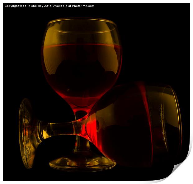  Two Glasses of Red Wine Print by colin chalkley