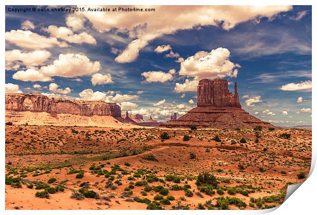 West Mitten Butte - Monument Valley - Arizona USA Print by colin chalkley