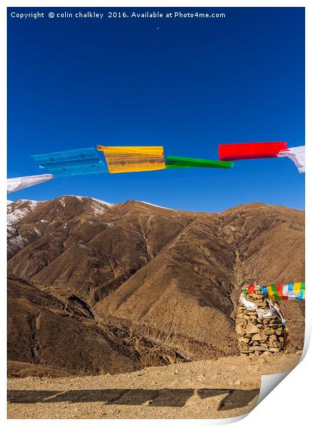 Prayer Flags in Tibet Print by colin chalkley