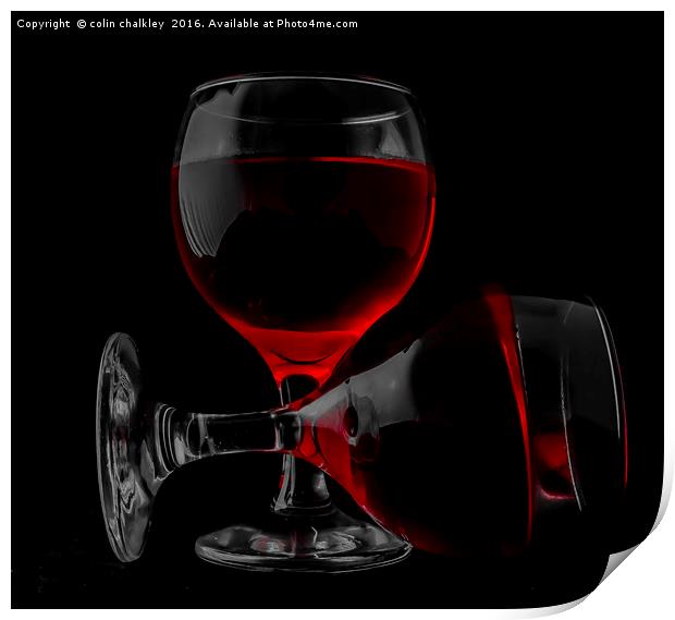 Two Glasses of Red Wine Print by colin chalkley