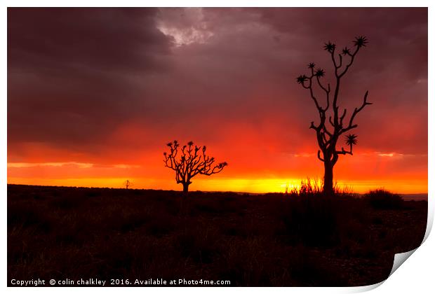 Sunset in Fish River Canyon Print by colin chalkley