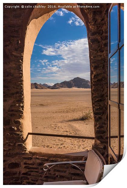 View on to the Namib Desert from Le Mirage Resort Print by colin chalkley