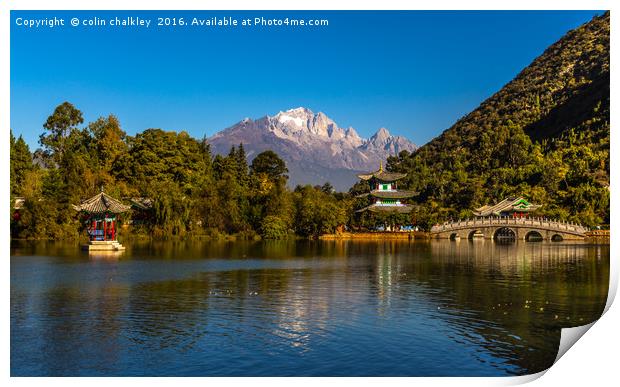 Black Dragon Lake, Lijiang, China Print by colin chalkley