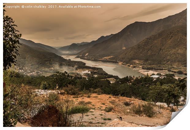  First Bend of the Yangtze River, China Print by colin chalkley