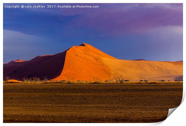 Sossusvlie Sand Dunes, Namib Desert Print by colin chalkley