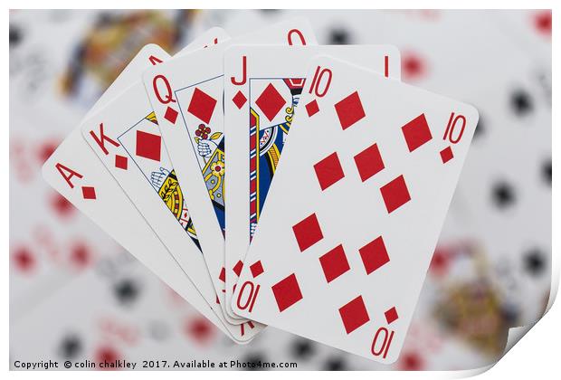 Royal Flush in Diamonds Print by colin chalkley