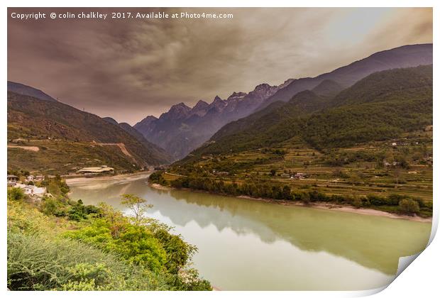 First Bend of the Yangtze River, China Print by colin chalkley