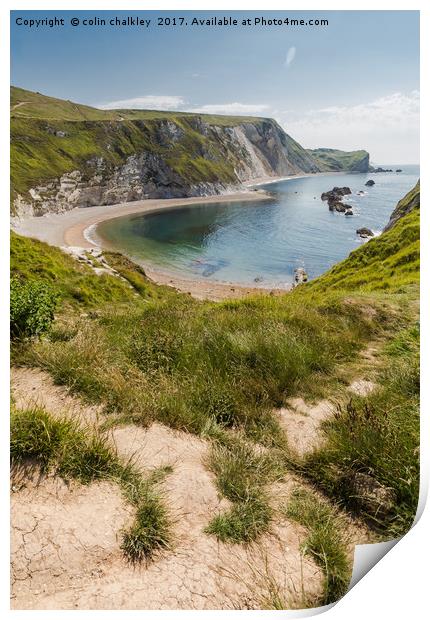 Man of War Bay Dorset Print by colin chalkley