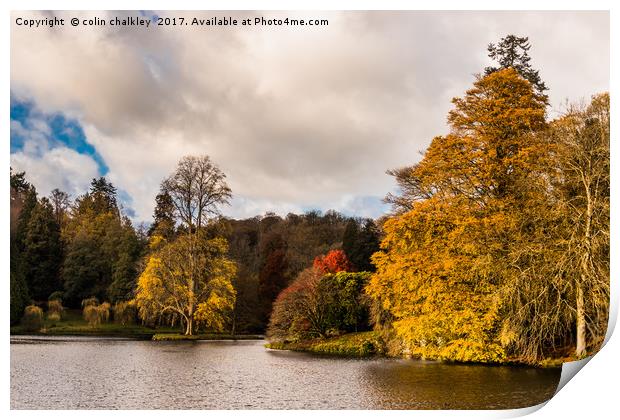 Late November afternoon at Stourhead Gardens Print by colin chalkley