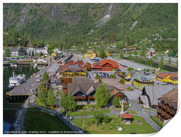 Flaam Port and Railway Station, Norway Print by colin chalkley