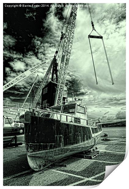  High and Dry at Goodwick Harbour Print by Barrie Foster