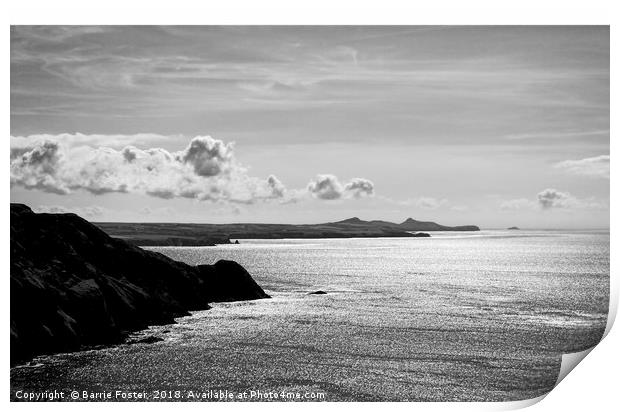 St Davids Head from above Pwllderi Print by Barrie Foster