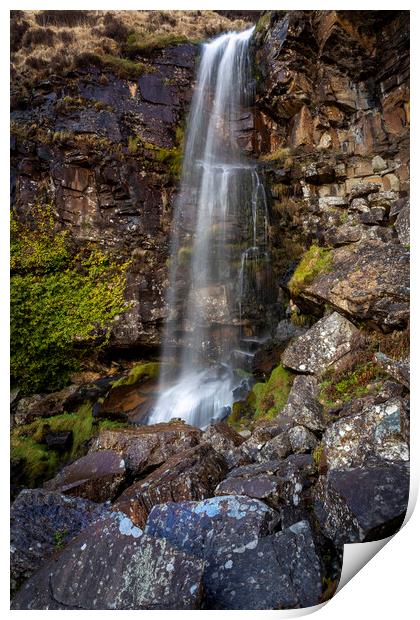 Penpych waterfall at Treherbert Print by Leighton Collins