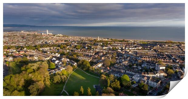 Swansea City panorama Print by Leighton Collins