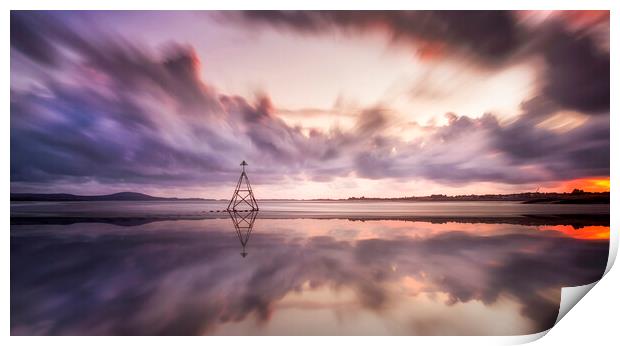 Cardinal marker on The Loughor Estuary  Print by Leighton Collins