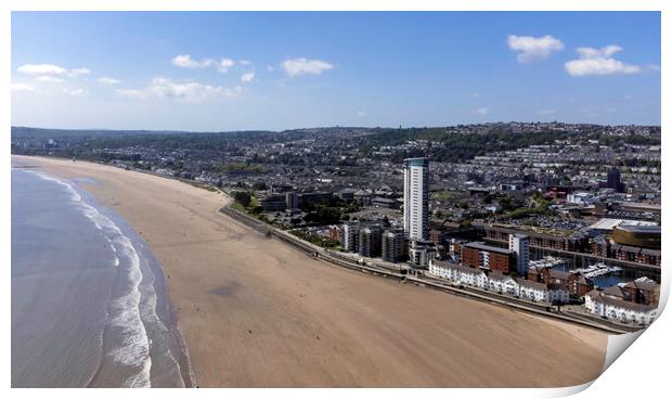 Aerial view of Swansea Bay Print by Leighton Collins