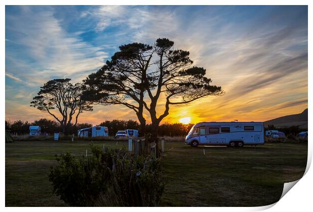 Sunset at a campsite Print by Leighton Collins