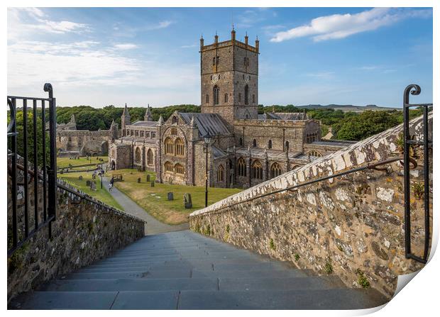 The steps at St Davids Cathedral Print by Leighton Collins