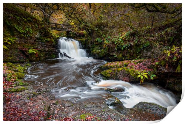 The Sychryd Cascades waterfall Print by Leighton Collins
