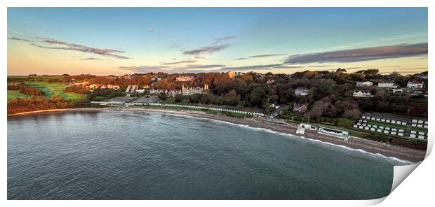 A panorama of Langland Bay Print by Leighton Collins