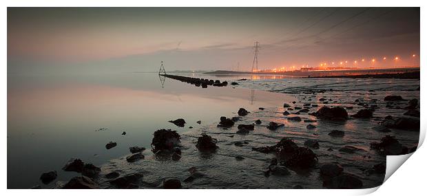 Loughor estuary and bridge Print by Leighton Collins