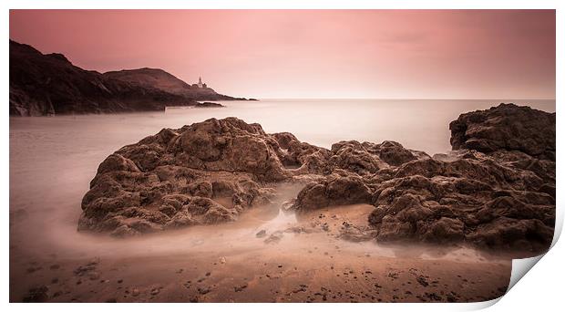 Mumbles lighthouse Swansea Bay Print by Leighton Collins