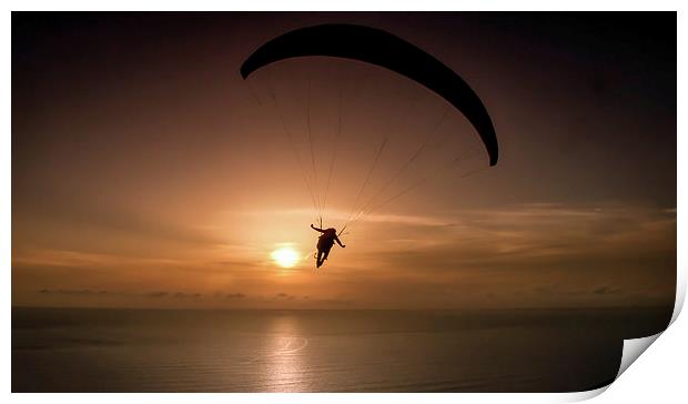 paraglider over Gower Print by Leighton Collins