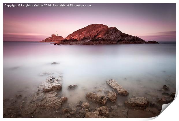 Mumbles lighthouse, Swansea Print by Leighton Collins