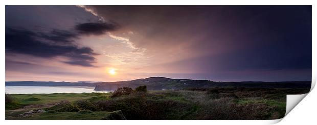  Sunset over the south Gower coast Print by Leighton Collins