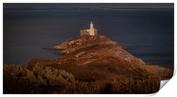  Mumbles lighthouse Swansea Print by Leighton Collins