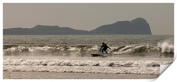  Surfing Llangennith beach Print by Leighton Collins