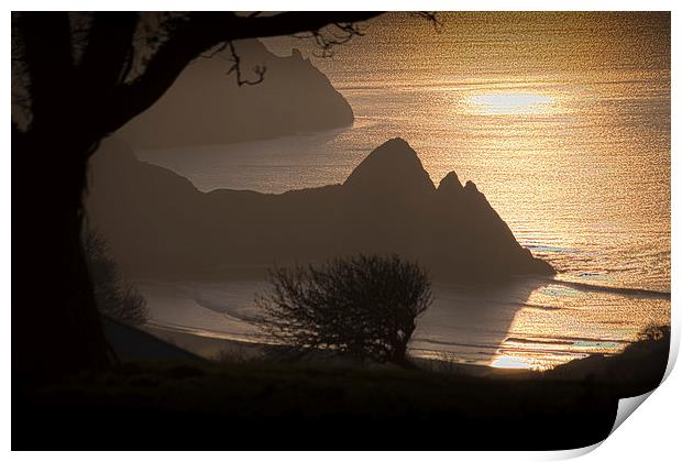  Three Cliffs Bay Gower Print by Leighton Collins