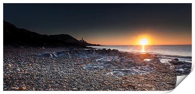  Sunrise at Bracelet Bay and Mumbles lighthouse Print by Leighton Collins
