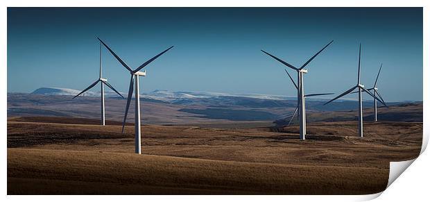  Wind turbines on Betws mountain Print by Leighton Collins