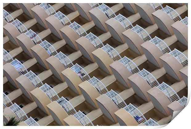  Symmetrical hotel balconies Print by Leighton Collins