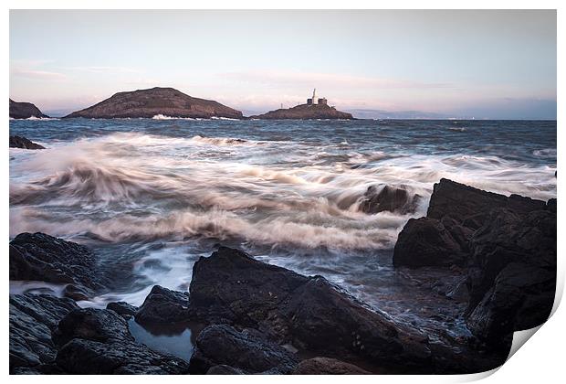  Mumbles lighthouse Gower Print by Leighton Collins