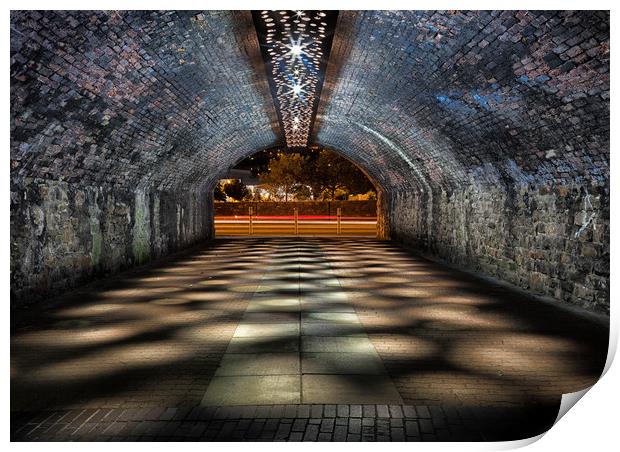 Late night tunnel Print by Leighton Collins