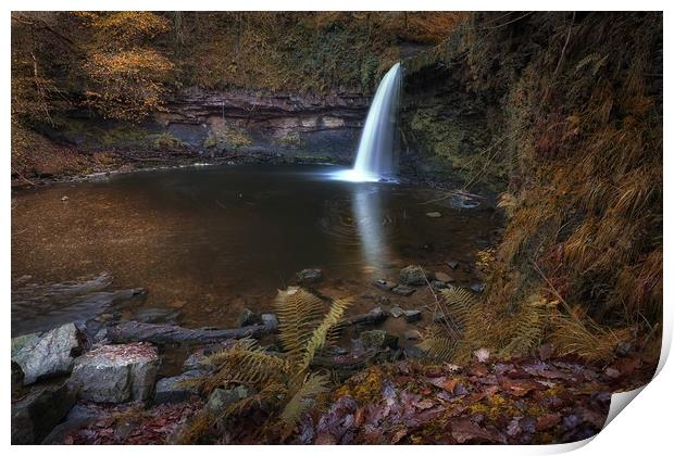 Sgwd Gwladus waterfall Pontneddfechan Print by Leighton Collins