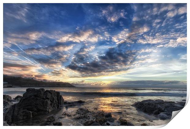 Gower peninsula sunrise Print by Leighton Collins
