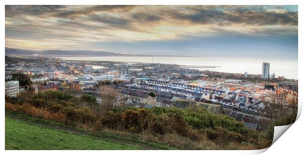 Swansea City Centre and East Side Print by Leighton Collins