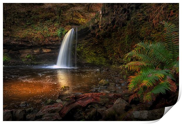 Lady Falls Sgwd Gwladus waterfall Print by Leighton Collins