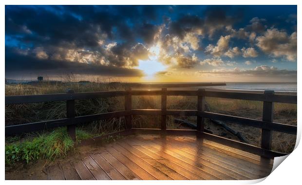 Swansea boardwalk sunrise Print by Leighton Collins