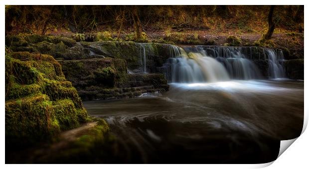 Afon Pyrddin waterfall Pontneddfechan Print by Leighton Collins