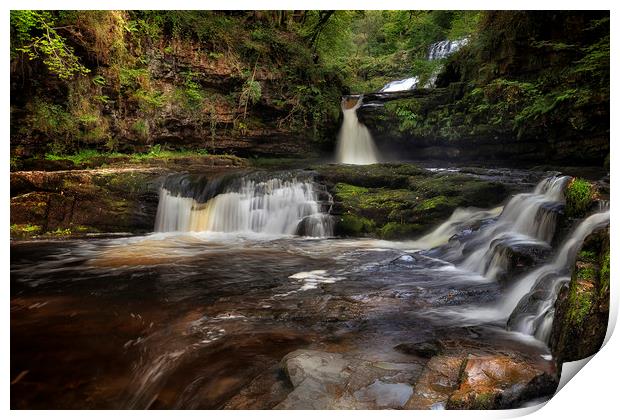 Waterfall country South Wales Print by Leighton Collins