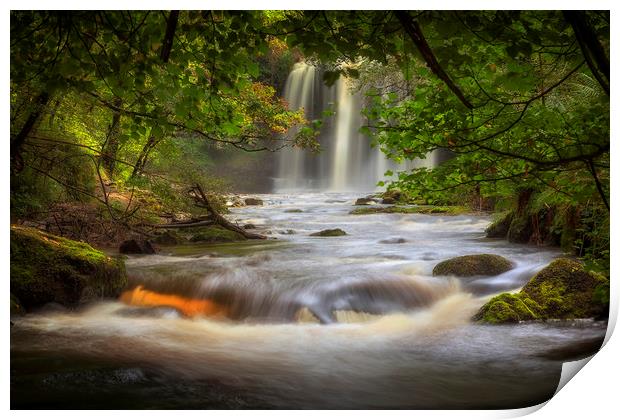 Sgwd yr Eira waterfall Print by Leighton Collins