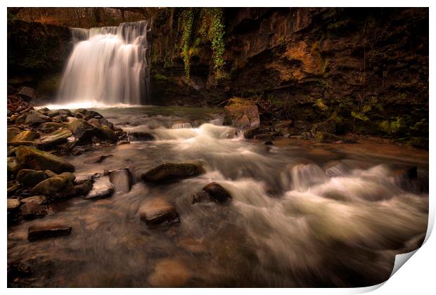 Brecon waterfall South Wales Print by Leighton Collins