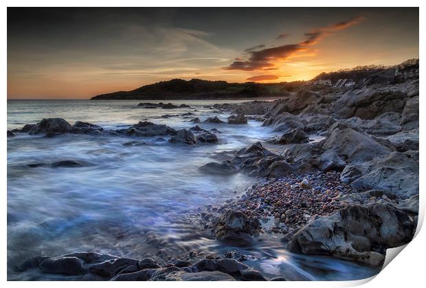Rotherslade Bay sunset Print by Leighton Collins